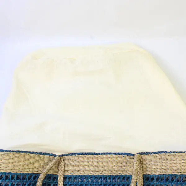 Teal Blue Woven Sea Grass Festival Beach Bag Tote 13.5"