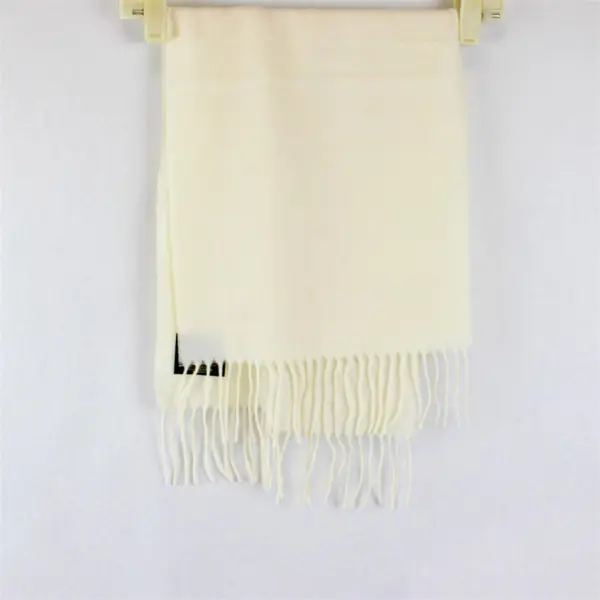 Cashmink by V. Fraas  Cream Fringed Acrylic Scarf 11" x 54" Germany