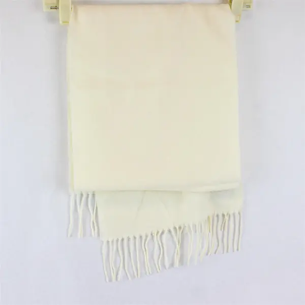 Cashmink by V. Fraas  Cream Fringed Acrylic Scarf 11" x 54" Germany