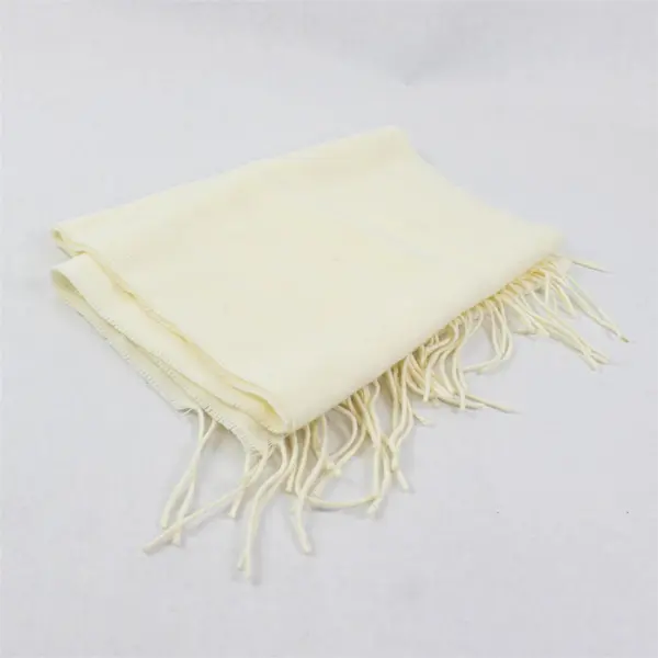Cashmink by V. Fraas  Cream Fringed Acrylic Scarf 11" x 54" Germany