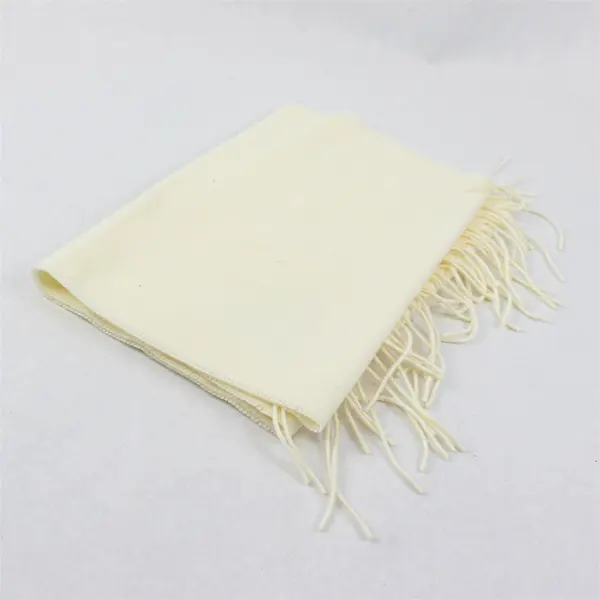 Cashmink by V. Fraas  Cream Fringed Acrylic Scarf 11" x 54" Germany