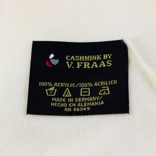 Cashmink by V. Fraas  Cream Fringed Acrylic Scarf 11" x 54" Germany