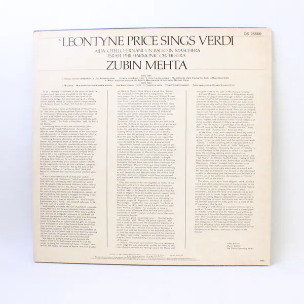 Leontyne Price Sings Verdi 12" Vinyl Record