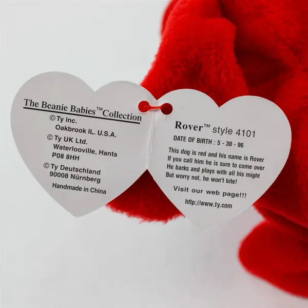 TY Beanie Babies Rover 1996 Red Dog Retired  With Tag Protector Plush Toy