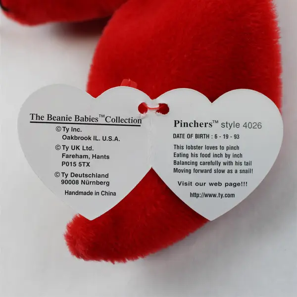 TY Beanie Baby Pinchers 1993 Red Lobster #4026 Retired With Tag Protector