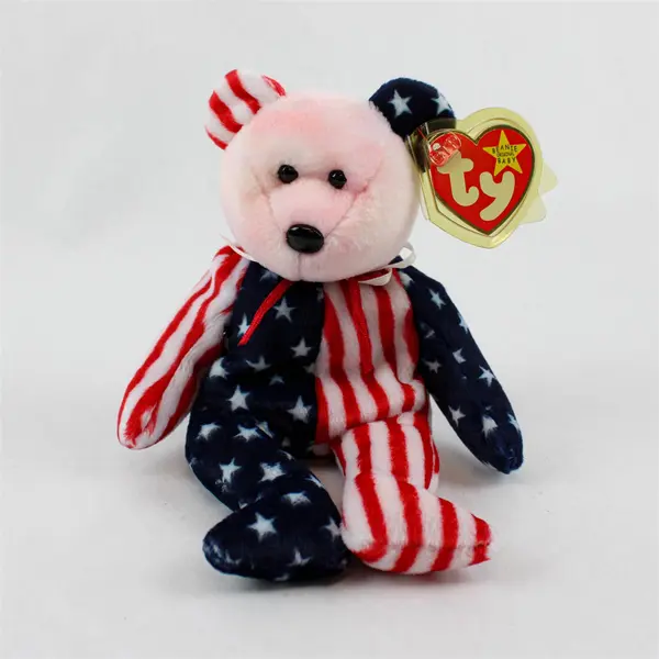 Ty Spangle Beanie Baby Teddy Bear w/ Pink Face Vintage 1999 Plush Tag Protector