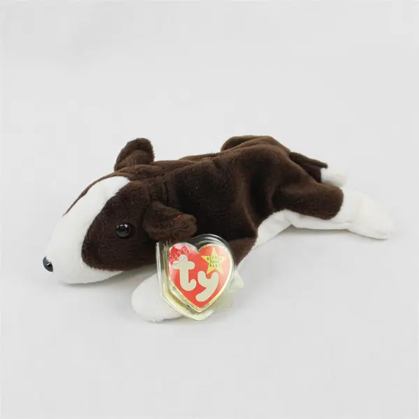 1997 Ty Beanie Baby Bruno The Bull Terrier Stuffed Toy with Tag Protector