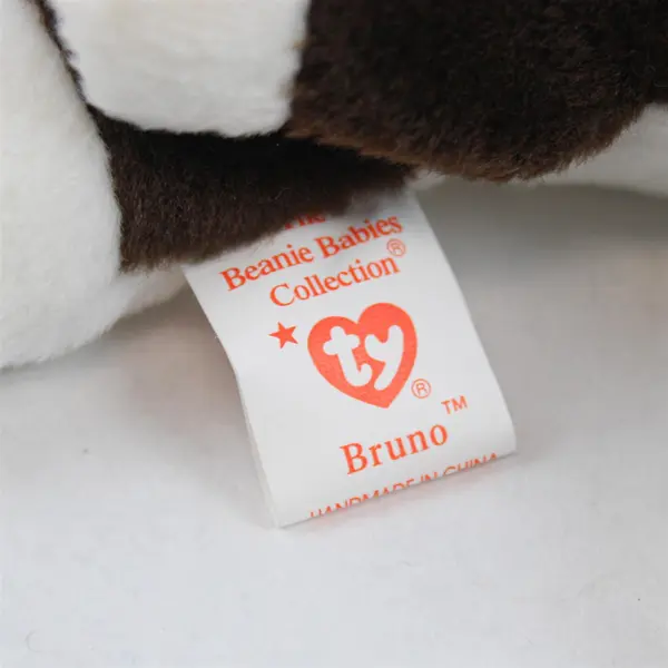 1997 Ty Beanie Baby Bruno The Bull Terrier Stuffed Toy with Tag Protector