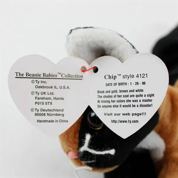 Ty Beanie Baby Chip the Cat Retired RARE 1996 Tag Protector Tag Style 4121