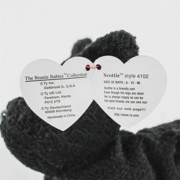 Ty Beanie Babies Scottie 1996 Black Scottish Terrier Dog With Tag Protector