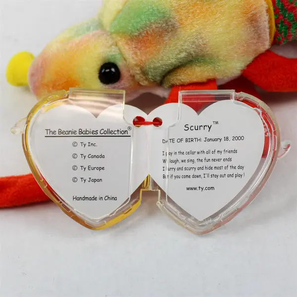 Rare Retired Ty Beanie Baby Scurry Tag Protector 2000 Very Good