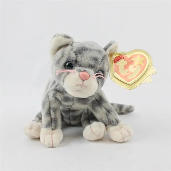 TY Beanie Baby SILVER the Cat Tag Protector - Retired Very Good