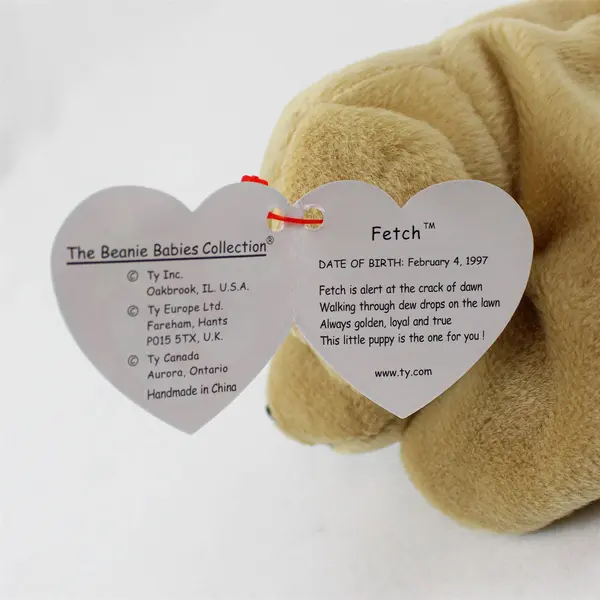 Ty Beanie Baby Fetch the Golden Retriever, Dog 7" Rare Tag Protector
