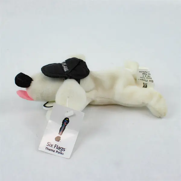 Vintage Six Flags Ace Dog Bean Bag Plush 8" Removable Hat