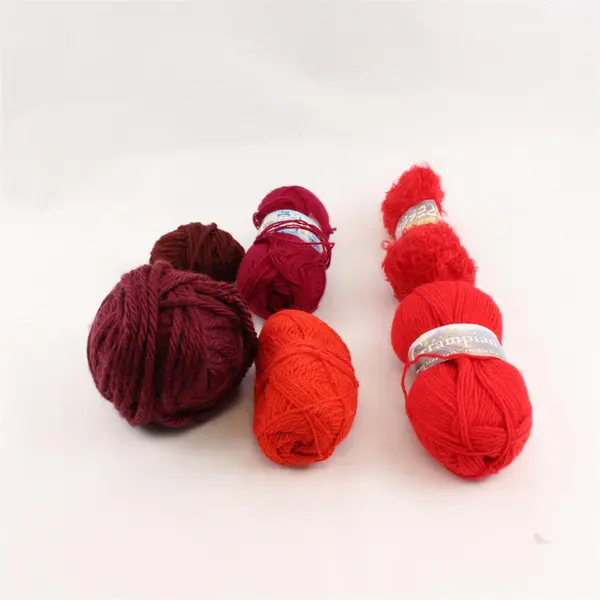 Lot of 6 Vintage Skeins/Balls of Red & Burgundy Yarn, 3 unused 