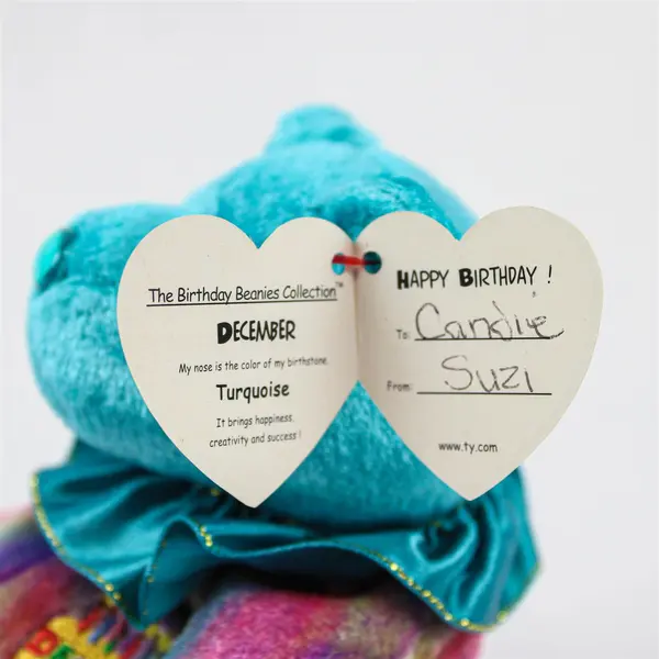 Ty Beanie Baby December Birthday Teddy 2001 Retired Used Names in Tag