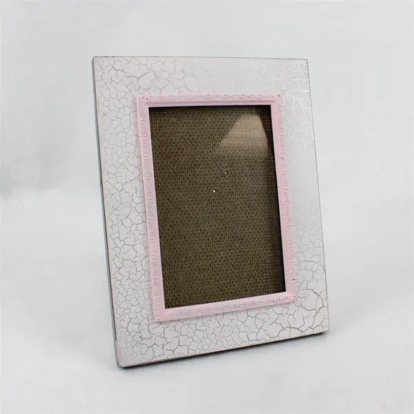 Shabby Chic Pink Crackle 5x7 Plastic Picture Frame 