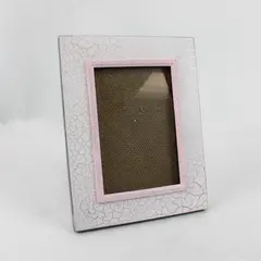 Shabby Chic Pink Crackle 5x7 Plastic Picture Frame 
