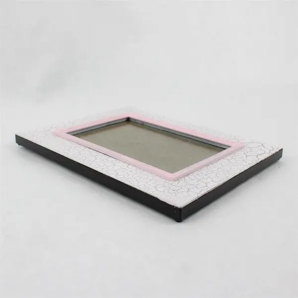 Shabby Chic Pink Crackle 5x7 Plastic Picture Frame 