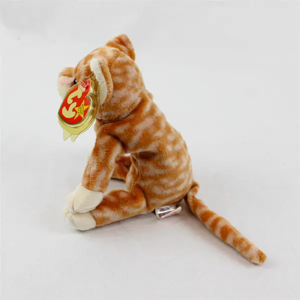 TY Beanie Baby - AMBER the Gold Tabby Cat- Tag Protector