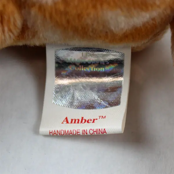 TY Beanie Baby - AMBER the Gold Tabby Cat- Tag Protector