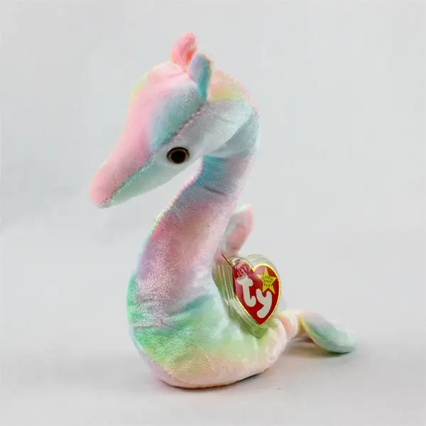 TY Beanie Baby Neon 1999 Tie Dye Pastel Seahorse Plush With Tag Protector