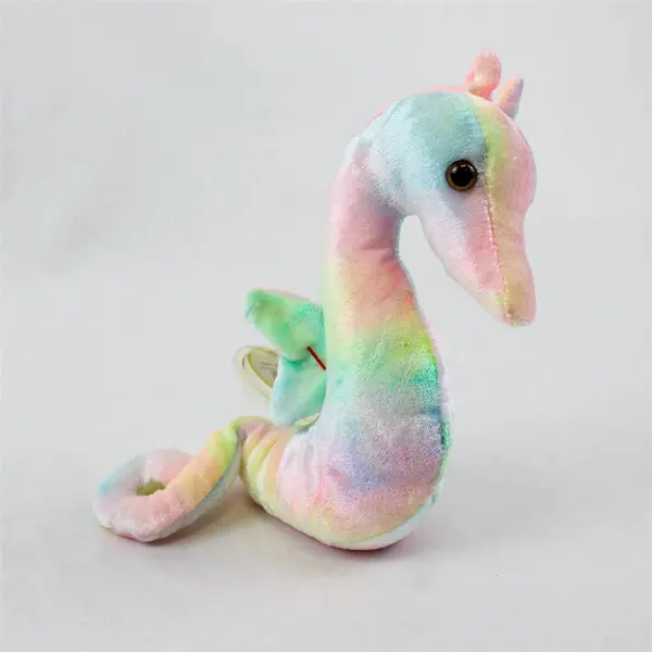TY Beanie Baby Neon 1999 Tie Dye Pastel Seahorse Plush With Tag Protector