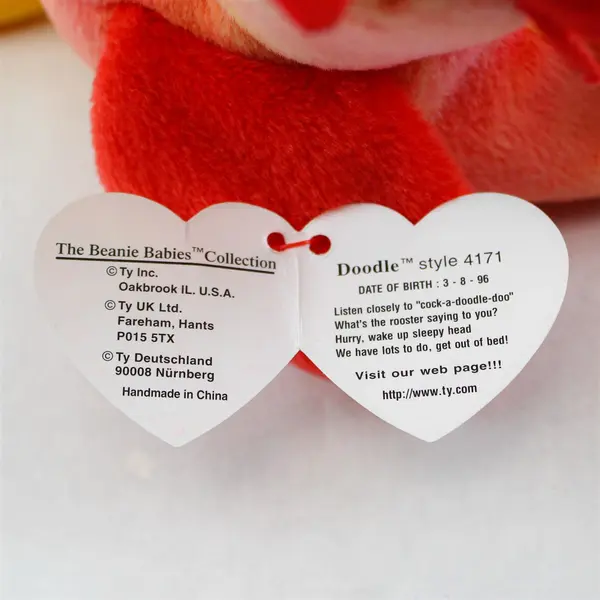RARE 1996 TY Beanie Babies DOODLE Tag Errors PVC Pellets Retired