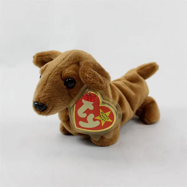 Ty Beanie Babies Weenie 1995 Brown Wiener Dog With Tag Protector Plush 