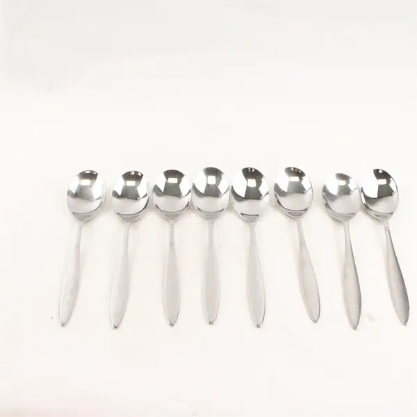 Lot of 8 WMF Flatware Stainless Steel Glossy Dining Soup Spoons