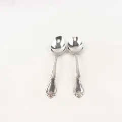 Lot Of 2 Oneida Arbor Rose-True Rose Stainless Steel Place/Oval Soup Spoons