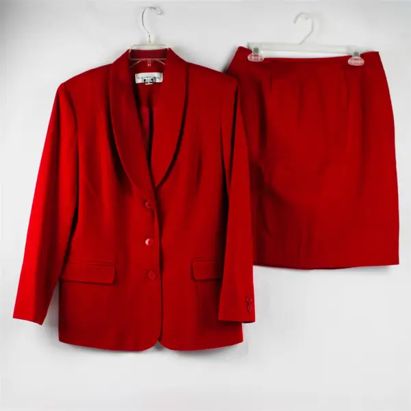 Norton McNaughton Women's 10 (Jacket) and 12 (Skirt) Red 100% Wool Matching Set