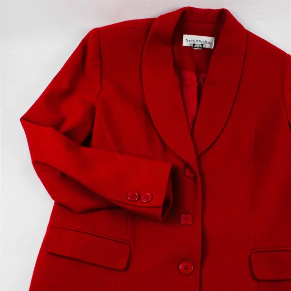 Norton McNaughton Women's 10 (Jacket) and 12 (Skirt) Red 100% Wool Matching Set