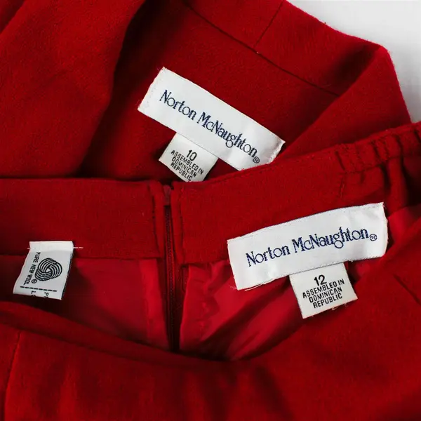 Norton McNaughton Women's 10 (Jacket) and 12 (Skirt) Red 100% Wool Matching Set