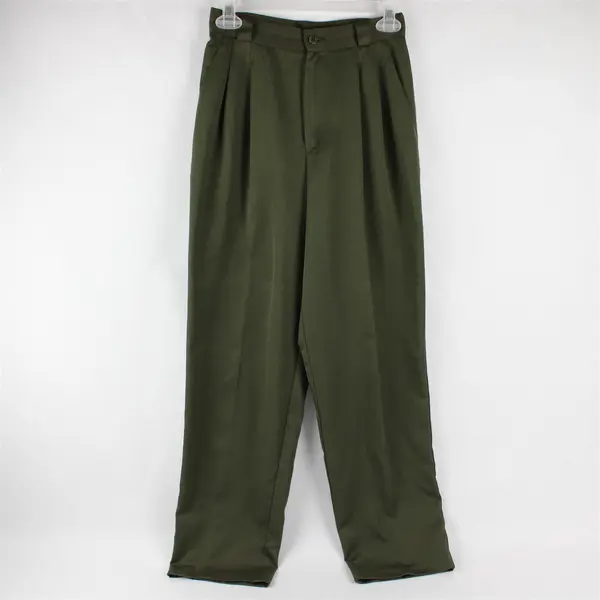 Fundamental Things Women's 4 Petite Army Green Pleated Trouser Dress Pants