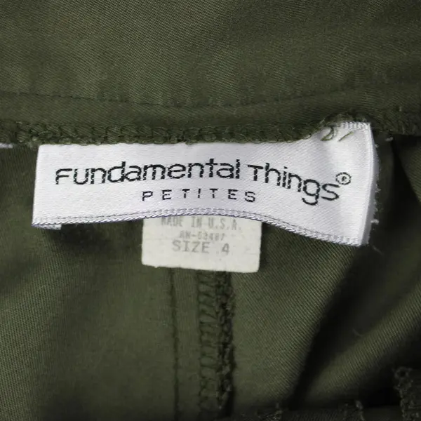 Fundamental Things Women's 4 Petite Army Green Pleated Trouser Dress Pants