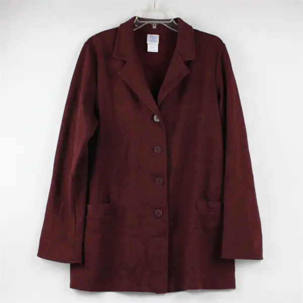 Weekenders Women's M Deep Purple Knit Button Up Stretch Jacket/Cardigan