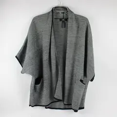 S.Oliver Black Label Women's 2XL Black & White Checkered Knit Open Front Cape 
