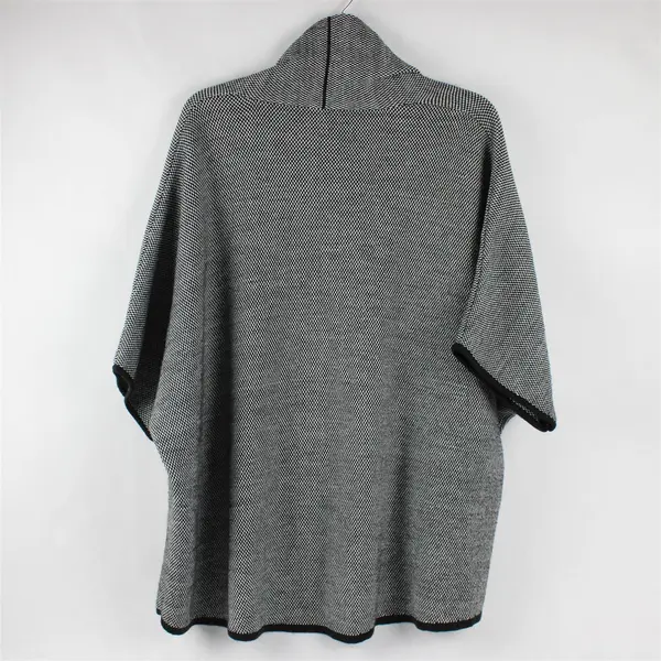 S.Oliver Black Label Women's 2XL Black & White Checkered Knit Open Front Cape 