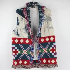 VTG An Original -Jems by Jan Adult XL/2XL Multicolor Cotton Tapestry Fringe Vest