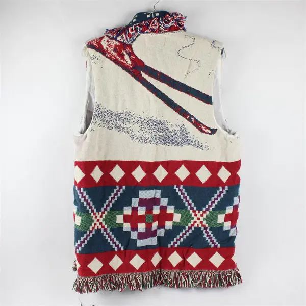 VTG An Original -Jems by Jan Adult XL/2XL Multicolor Cotton Tapestry Fringe Vest