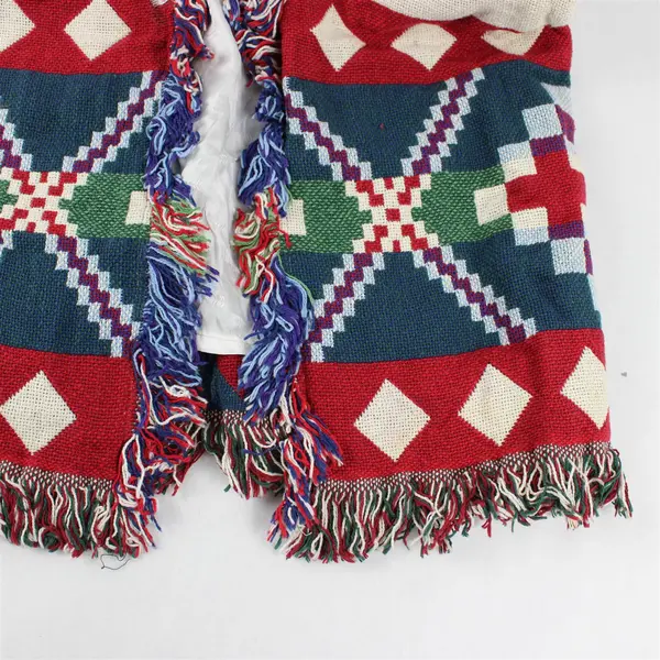 VTG An Original -Jems by Jan Adult XL/2XL Multicolor Cotton Tapestry Fringe Vest