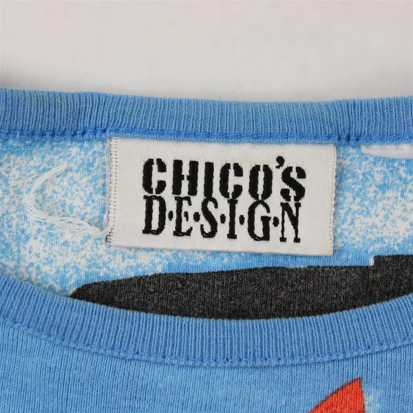 Chico's Design Women's XL/2XL Blue Graffiti Street Style 1/2 Sleeve Shirt