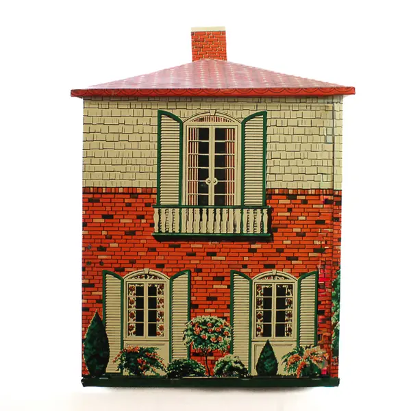 Vintage T. Cohn 1950s 2-Story Tin Litho Metal Dollhouse Mid-Century