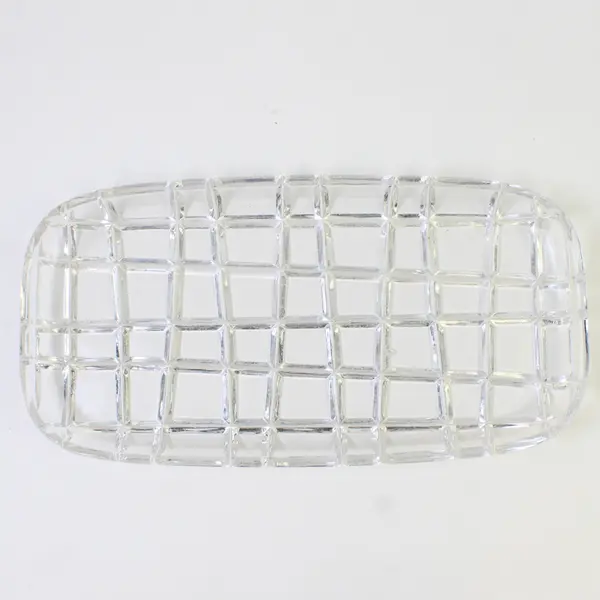 Vintage Criss Cross Clear Pressed Glass Vegetable Serving Platter 12"