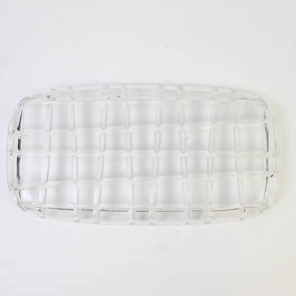 Vintage Criss Cross Clear Pressed Glass Vegetable Serving Platter 12"
