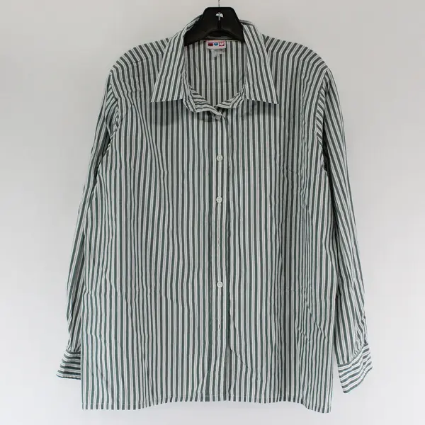 American Sweetheart Green/White Horizontal Long Sleeve Button Up Women's Size XL