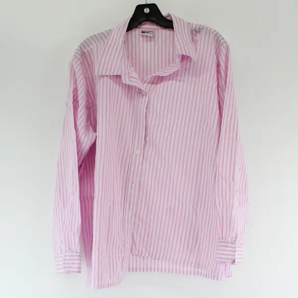 American Sweetheart Pink/White Horizontal Long Sleeve Button Up Women's Size XL