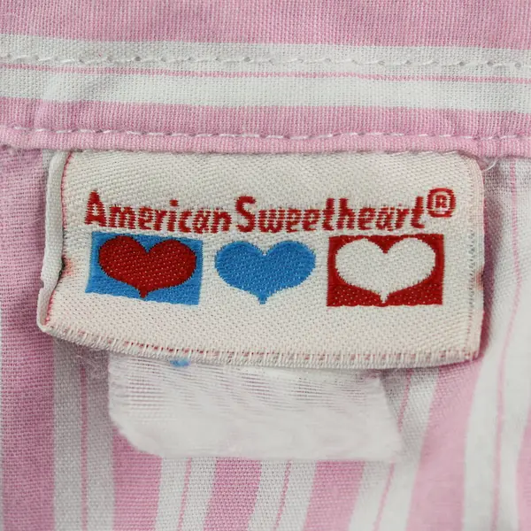 American Sweetheart Pink/White Horizontal Long Sleeve Button Up Women's Size XL