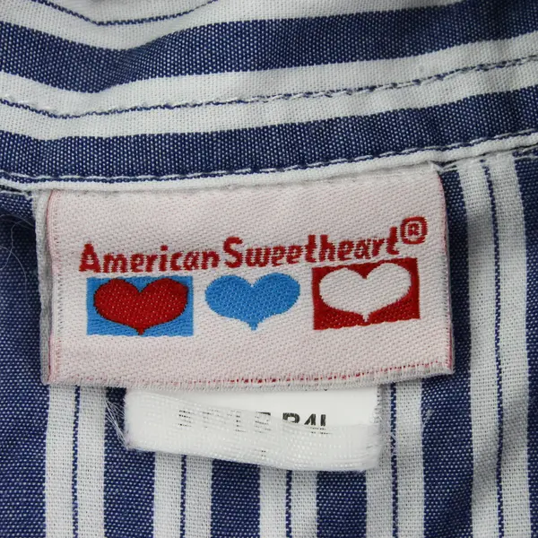 American Sweetheart Blue/White Horizontal Long Sleeve Button Up Women's Size XL